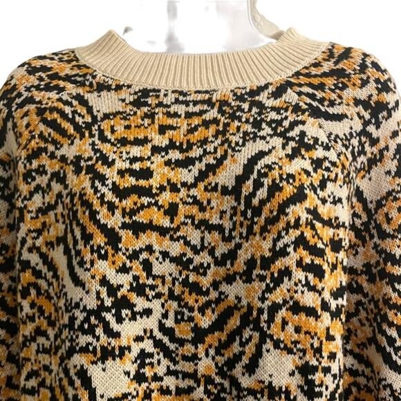 Rachel Comey Women's Cream and Orange Tiger Print Wool Blend Knit Sweater Size M - Picture 3 of 8